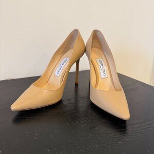 Neutral Leather Jimmy Choo High-Heeled Pumps